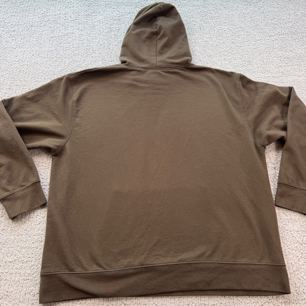 Cabelas Mens XL Brown Script Logo Pullover Hoodie Contrast Lining 624F215269 - Picture 2 of 7